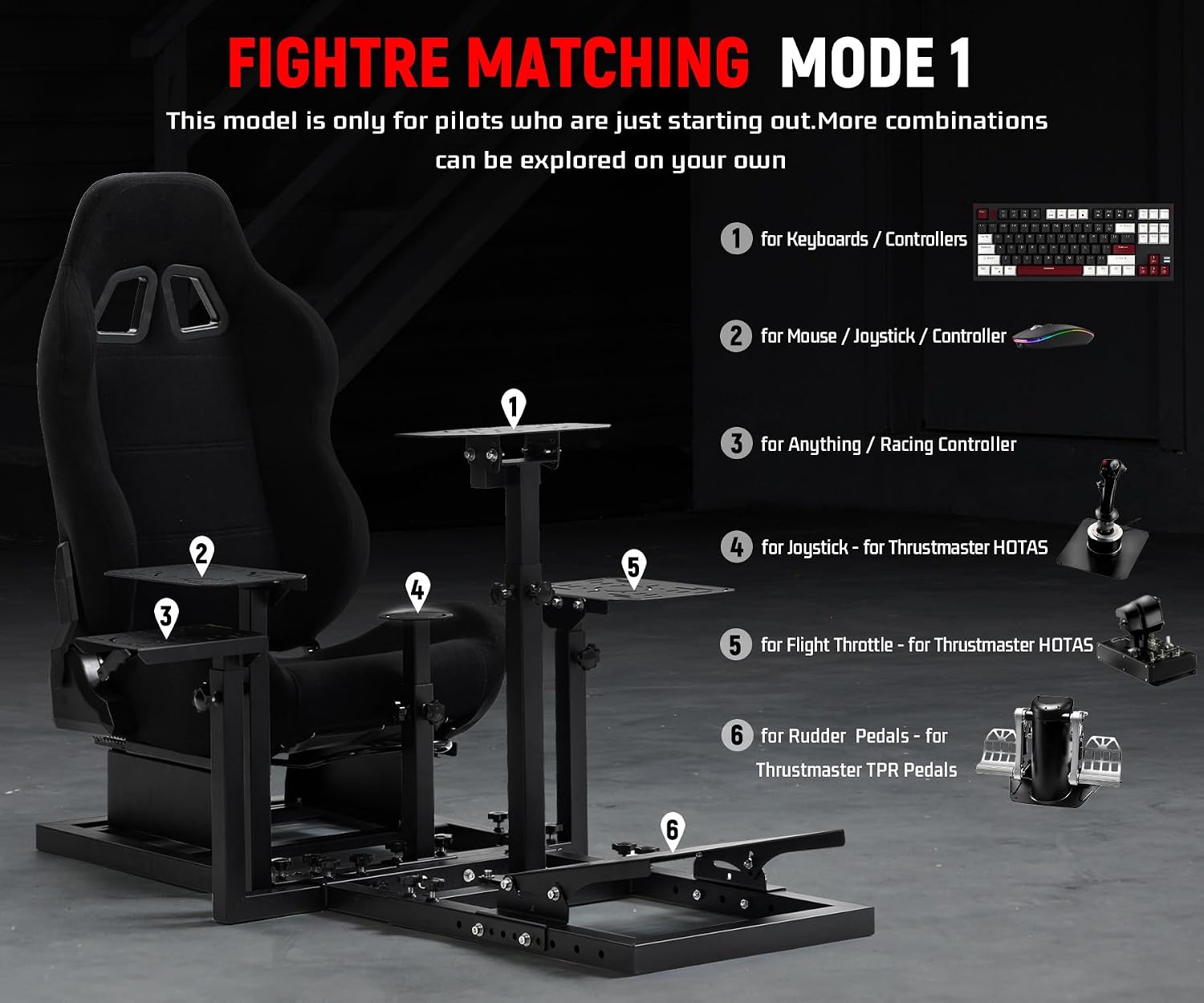 Dardoo G920 Flight Simulator Cockpit Multifunctional with Seat Compatible with Logitech G923 G Saitek,for Thrustmaster T150 HOTAS Warthog, for PC, Excluding Wheel, Pedal, Handbrake, Throttle, Joystick