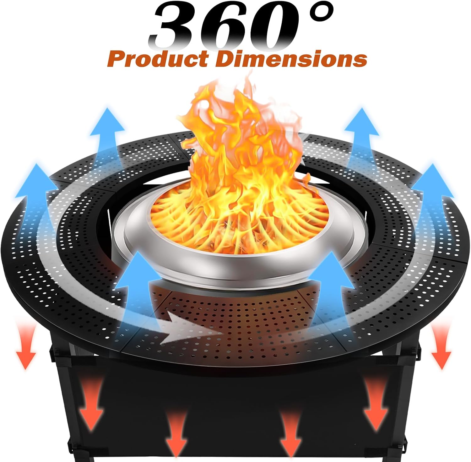 47.8 Inch Fire Pit Surround Tabletop for Solo Stove Bonfire Ranger Yukon 2.0, Powder-Coated Steel Table Top with 30.2 Inch Inner Diameter,Outdoor Fire Pit Accessory for Wood Burning