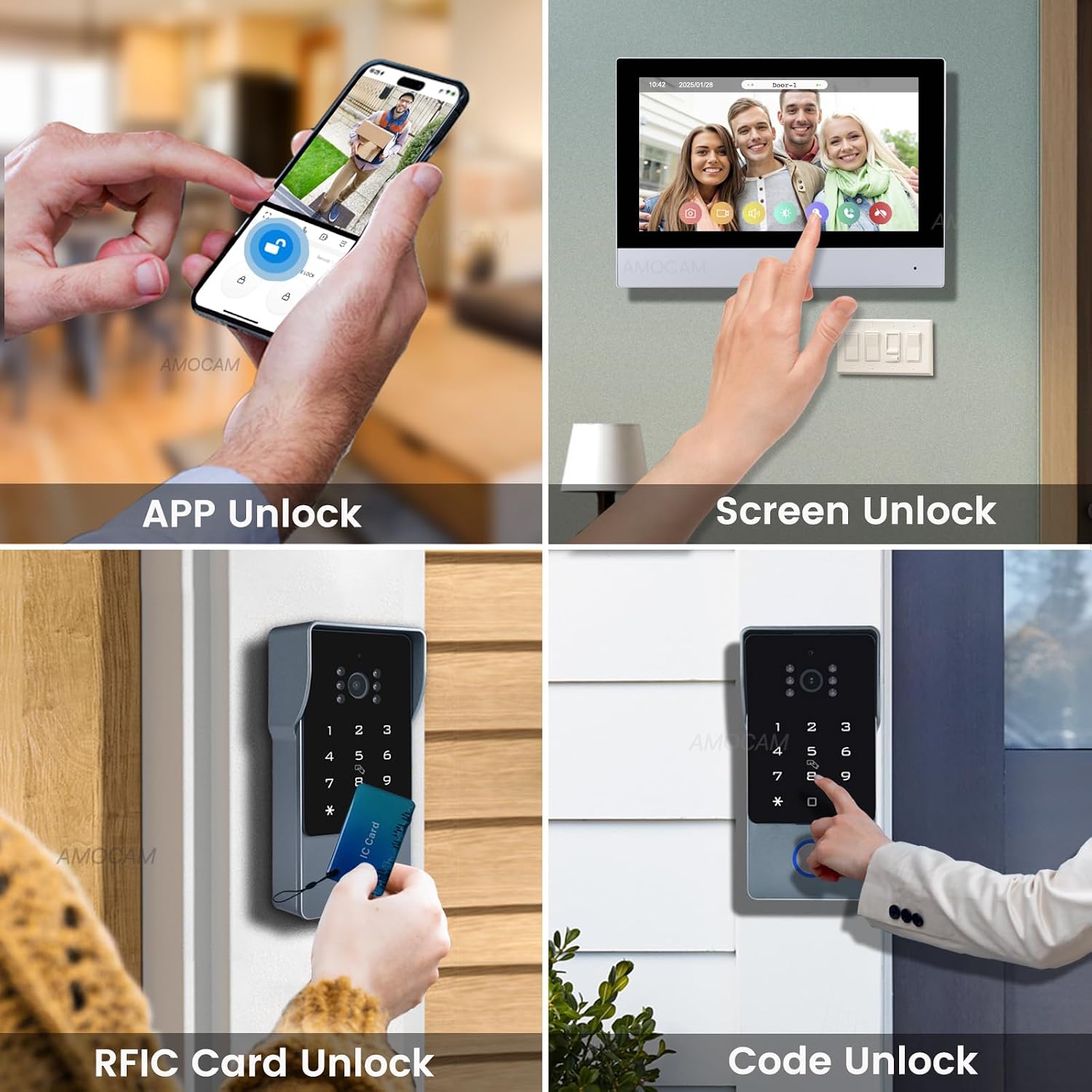 2-Wires Video Intercom System, 7 Inch 1080P WiFi Touch ScreenVideo Doorbell Doorphone System, 32G Card, Snapshot, Monitoring, Code Password Tuya App IC Card Unlock for Home Apartment