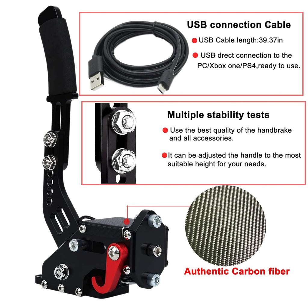 Obokidly Upgrade USB Handbrake Support G920 Compatible With XBOX ONE/XBOX ONE S For Simracing Game Sim Rig With Clamp And Suitable For PC;With Clamp and Plate. (Black-1)