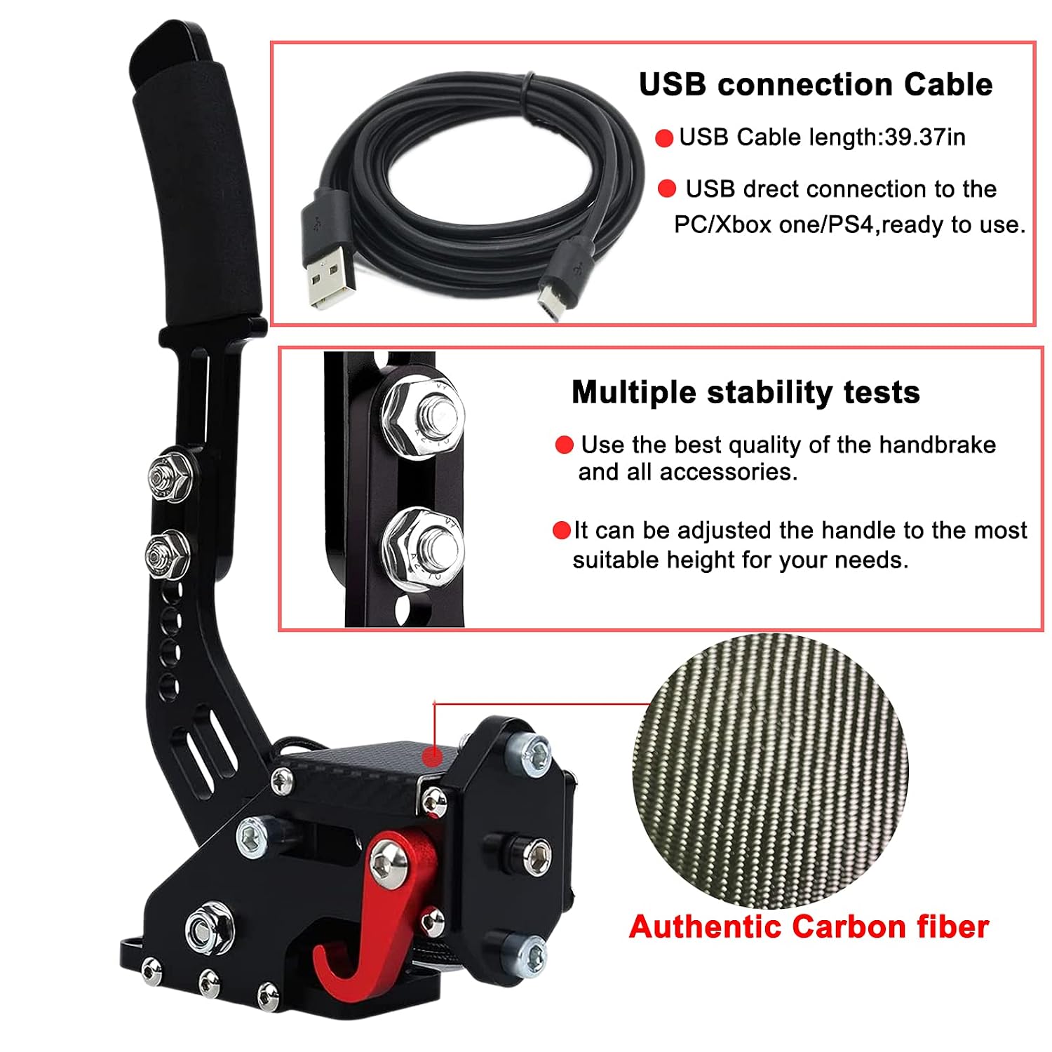Obokidly Upgrade USB Handbrake Support G920 Compatible With XBOX ONE/XBOX ONE S For Simracing Game Sim Rig With Clamp And Suitable For PC;With Clamp and Plate. (Black-1)