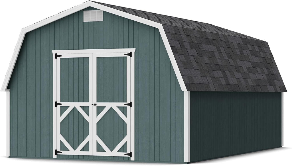 Little Cottage Co. 12x18 Classic Gambrel Barn with 4 ft. Sidewalls with Floor, Outdoor Wood Storage Shed Do-It-Yourself Precut Kit