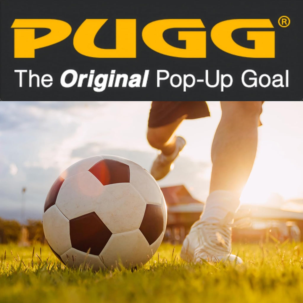 PUGG Pop Up Soccer Goal, Portable Training Football Knitted Poly Net Equipment, The Original Pickup Game Goal, Includes Two Goals & Bag