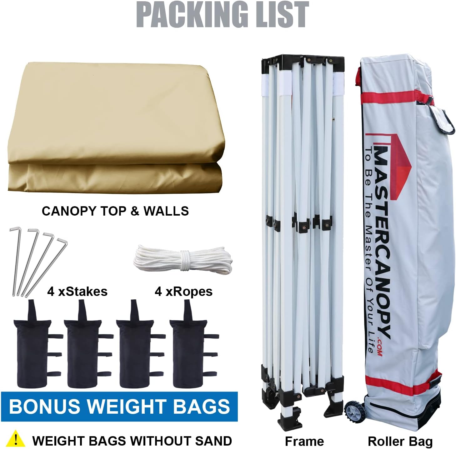 MASTERCANOPY Heavy Duty Pop-up Canopy Tent with Sidewalls (10x20,Beige)