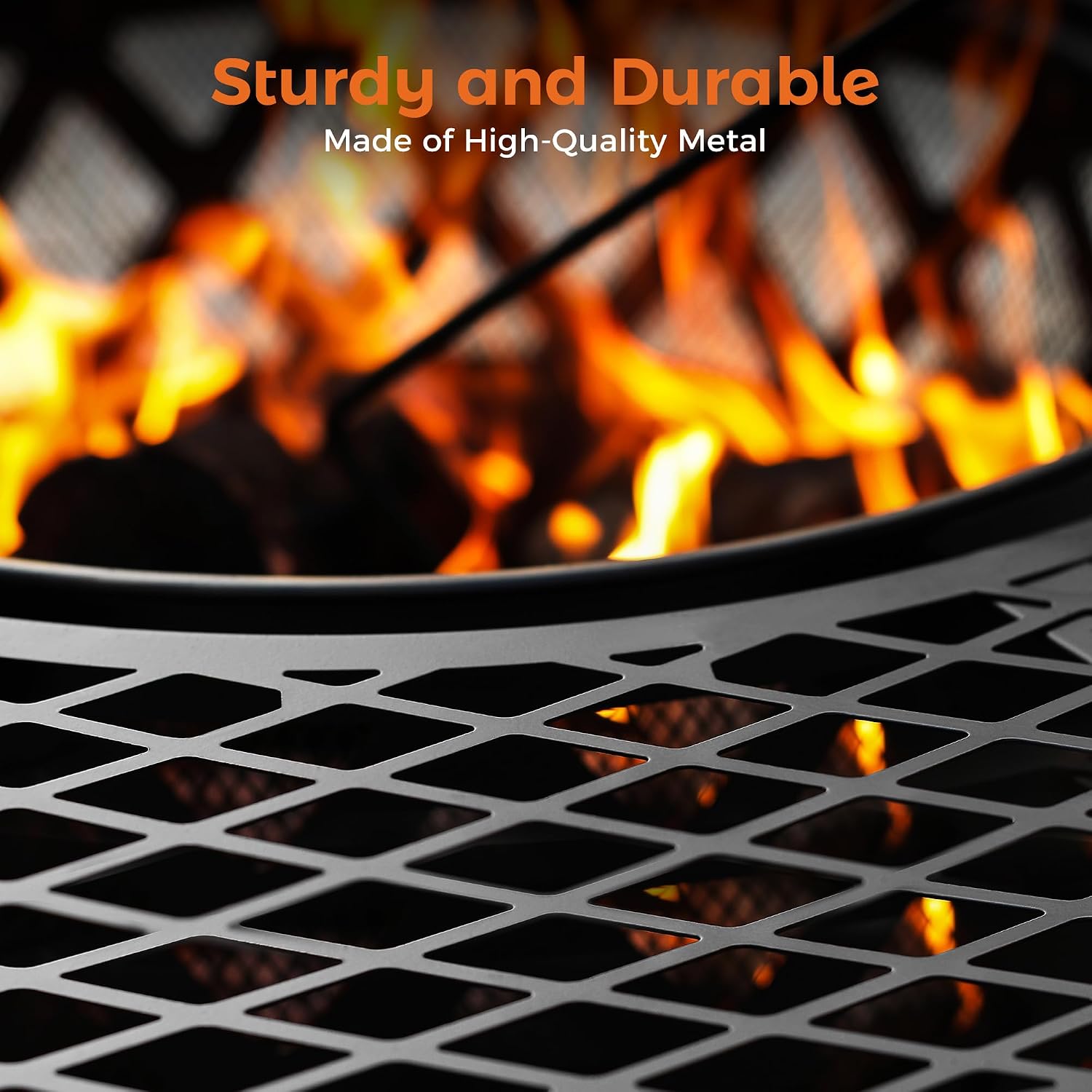 BALI OUTDOORS Fire Pit with Poker, 40 inch Outdoor Fire Pit Patio, Wood Burning Firepits for Outside with Grill