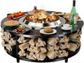 Fire Pit Surround Tabletop for Solo Stove Yukon 1.0 & 2.0, 48' Fire Pit Surround Tabletop with Wood Storage Shelf,Powder-Coated Steel Surround Tabletop with Extra Space