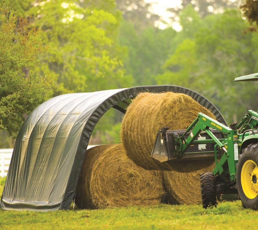 ShelterLogic Round Style Run-in Shelter, Green, 12 x 20 x 8 ft.