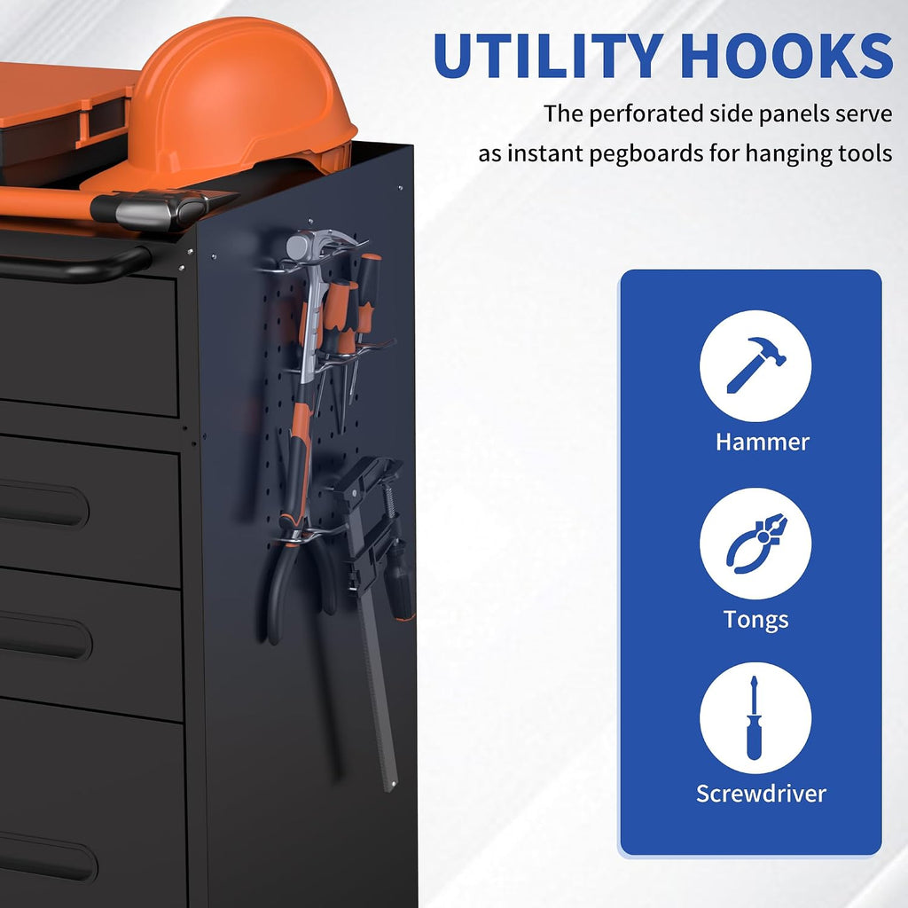 RYH 29.5' W Rolling Tool Cabinet with Metal Garage Storage Cabinet on Wheels, Locking Rolling Tool Chest for Workshop, Heavy Duty Tool Cart with Drawers (Black+, 4 Drawers 1Door34.4 H ×29.5' W)