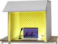 Portable Vocal Recording Booth, Desktop Soundproof Cover, Sound Isolation Room for Home Studio, for Microphone Recording Equipment Podcasts Singing Gaming and Broadcasting,Yellow-80x80x80CM