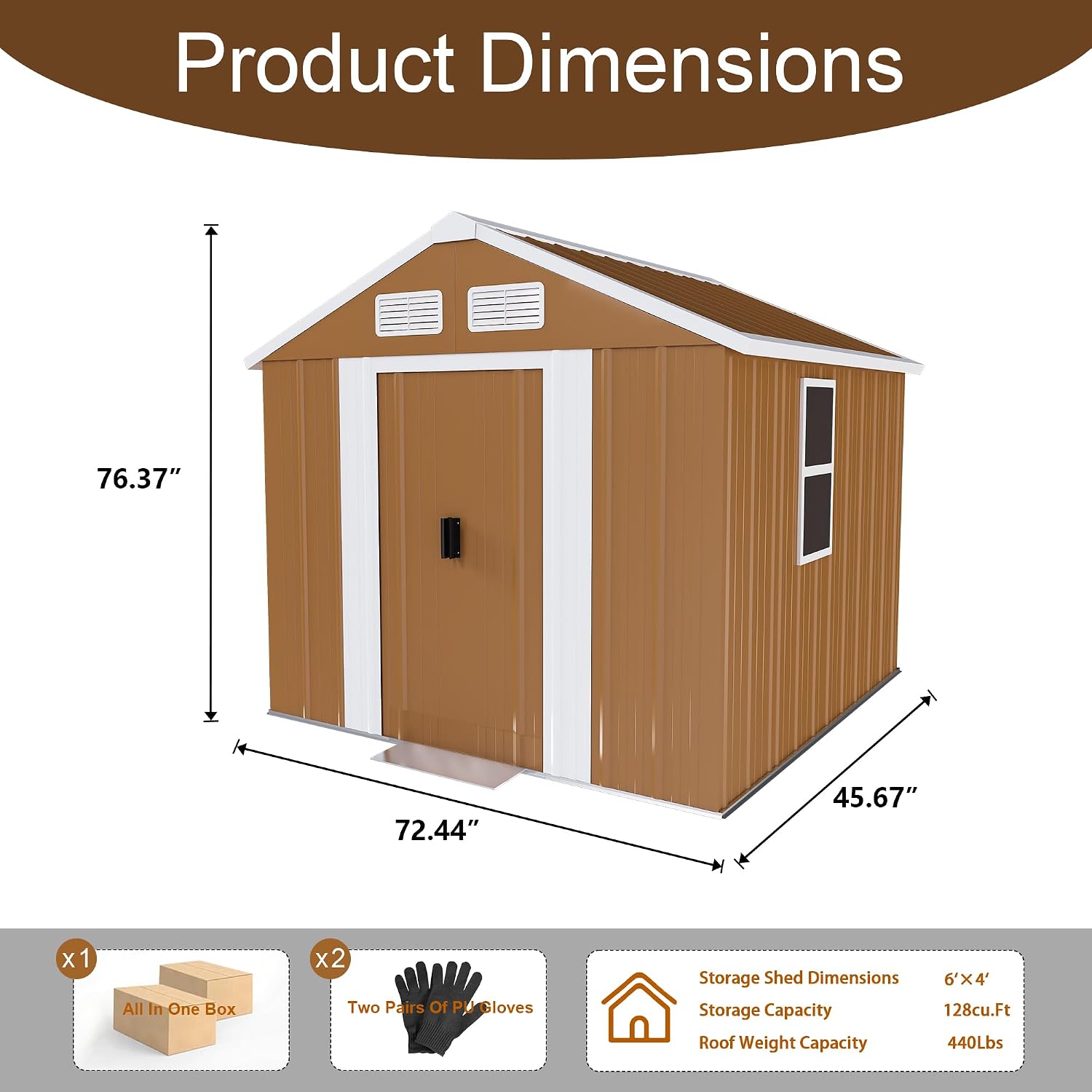 Outdoor Storage Shed, Heavy-Duty Metal Steel Shed with Windows, Lockable Door & Ventilation, Weatherproof Garden Shed for Backyard, Lawn, and Tool Storage (4x6 FT)
