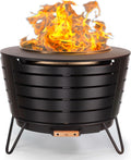 TIKI Patio Smokeless Outdoor Fire Pit, 25-Inch Wood-Burning Bonfire with Removable Ash Pan, Stand, and Weather-Resistant Cover