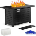Xbeauty Propane Fire Pit Table, 42' Outdoors Gas Fire Pit Table, 50,000 BTU Auto-Ignition Fire Tables with Lid, Outside Garden Backyard Deck Patio (Square)
