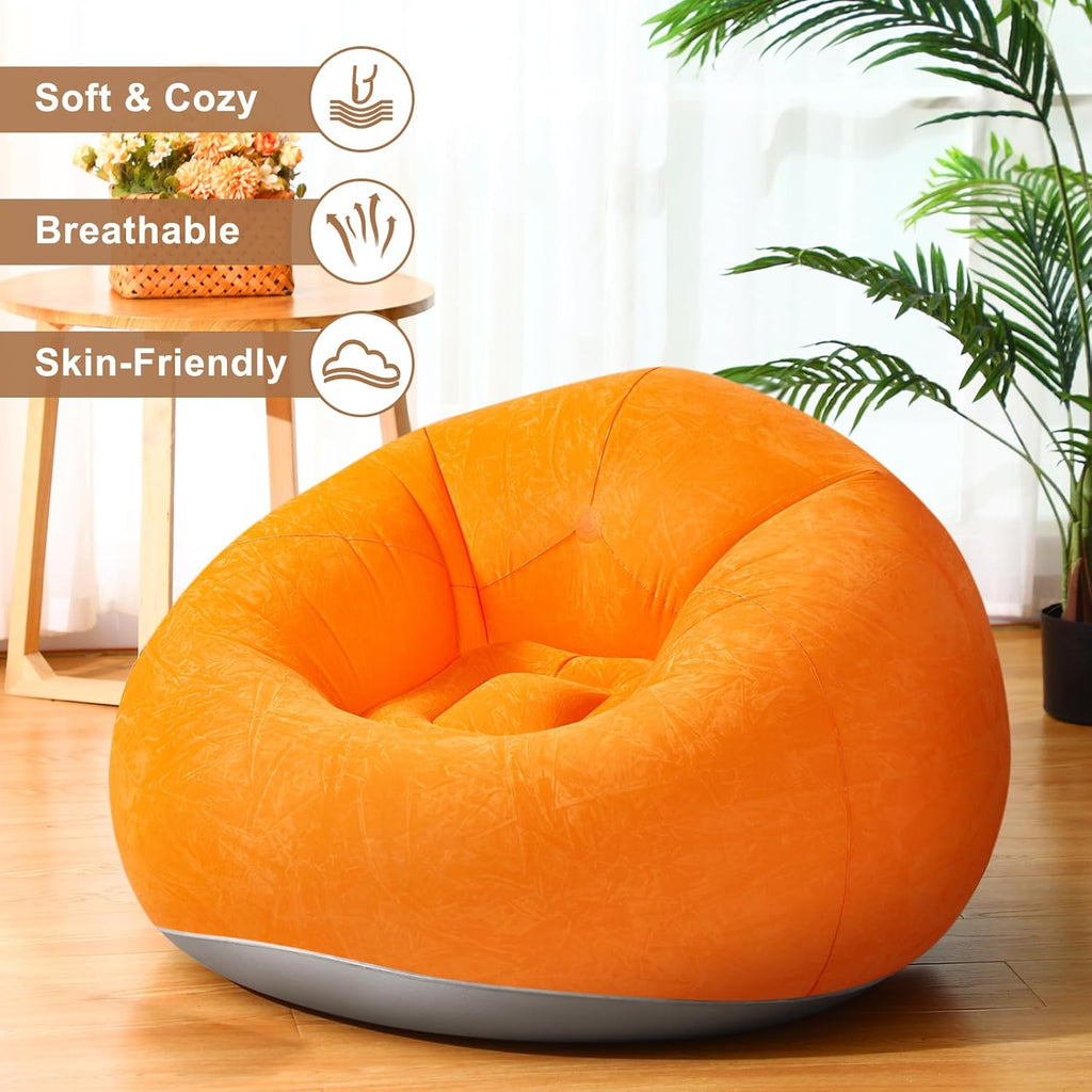 Realspring 6 9 12 Pcs Inflatable Bean Bag Chairs for Adults with Electric Air Pump, Blow up Couch Folding Portable Inflatable Couch Lazy Sofa for Outdoor Movie Night Camping(Colorful,6 Pcs)