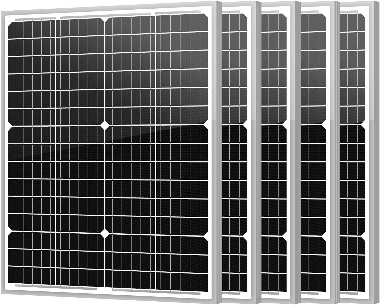 Newpowa 5-Pack 35W 12V Monocrystalline Solar Panels 10BB - High-Efficiency PV Modules for Off-Grid Systems, RV/Boat/Camper/Trailer/Gate Opener (175W Total)
