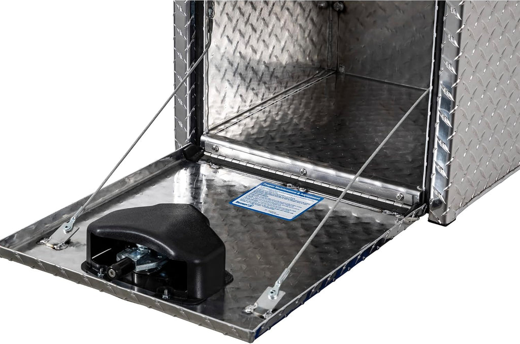 Buyers Products 1705101 Diamond Tread Aluminum Underbody Truck Tool Box, 18 x 18 x 18, Made in USA, .100 in. Thick, Corrosion Resistant, Locking Compression Latch, Secure Storage for Work Trucks
