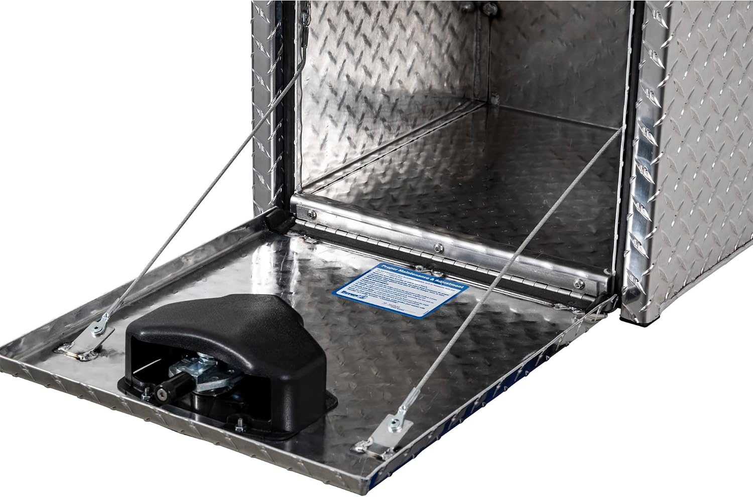 Buyers Products 1705101 Diamond Tread Aluminum Underbody Truck Tool Box, 18 x 18 x 18, Made in USA, .100 in. Thick, Corrosion Resistant, Locking Compression Latch, Secure Storage for Work Trucks