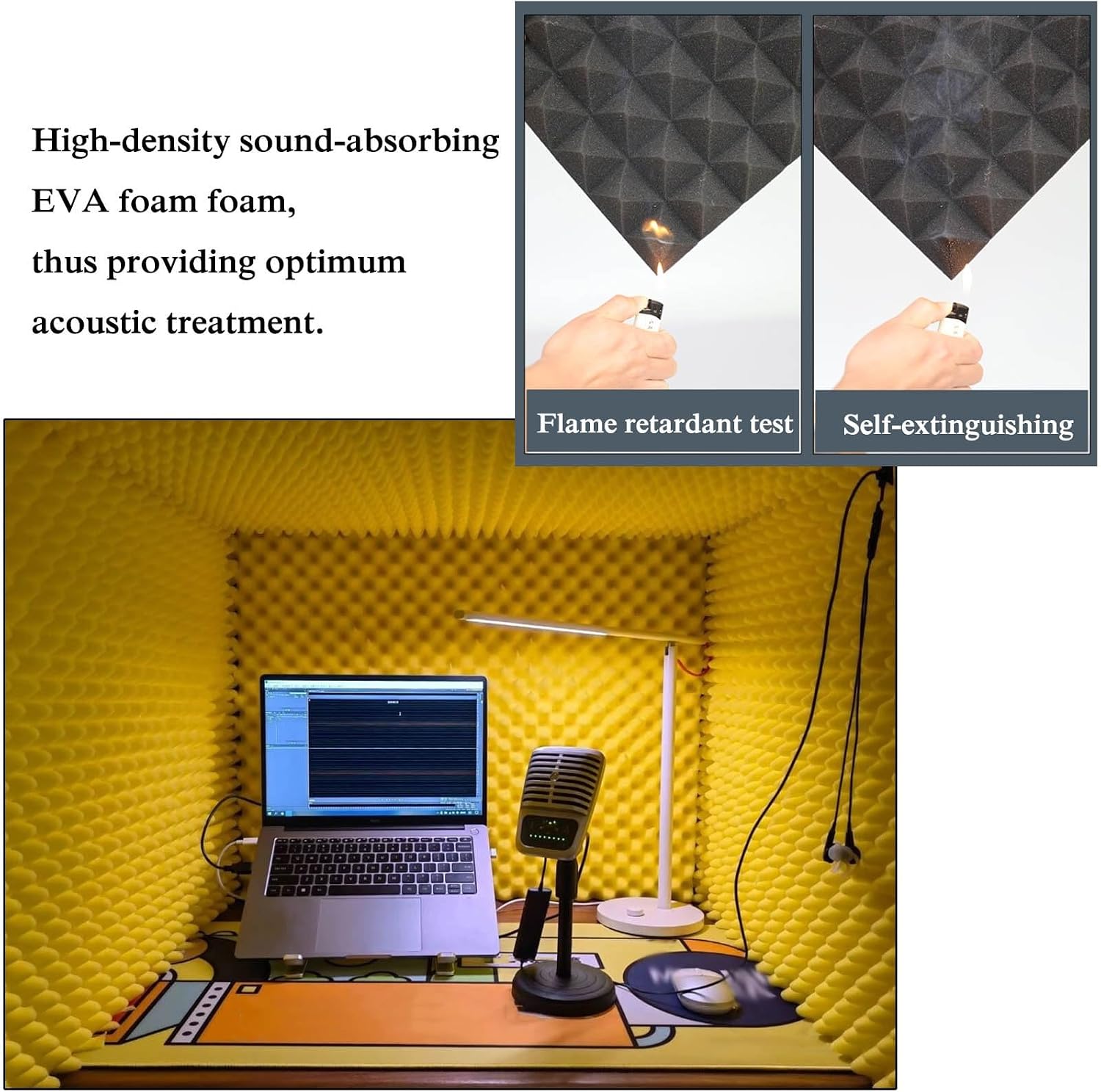 WORDFUN Home Studio Booth, Portable Recording Booth, Desktop Soundproof Cover, Decreasing Noise, Vocal Absorbing Shield, for Microphone Recording Equipment Podcasts Singing Gaming and Broadcasting