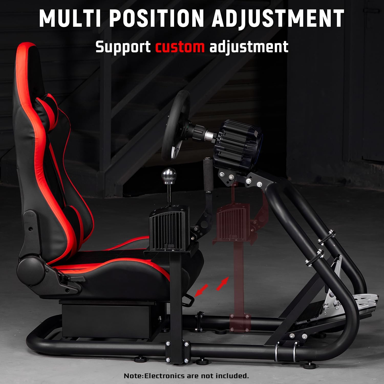 Dardoo G29 Racing Simulator Cockpit with Seat Fit for Thrustmaster T300RS, for Logitech G25 G27 G920 G923, for Fanatec, Ultra-Sturdy Alloy Steel Steering Wheel Stand,Without Wheel,Pedal & Handbrake