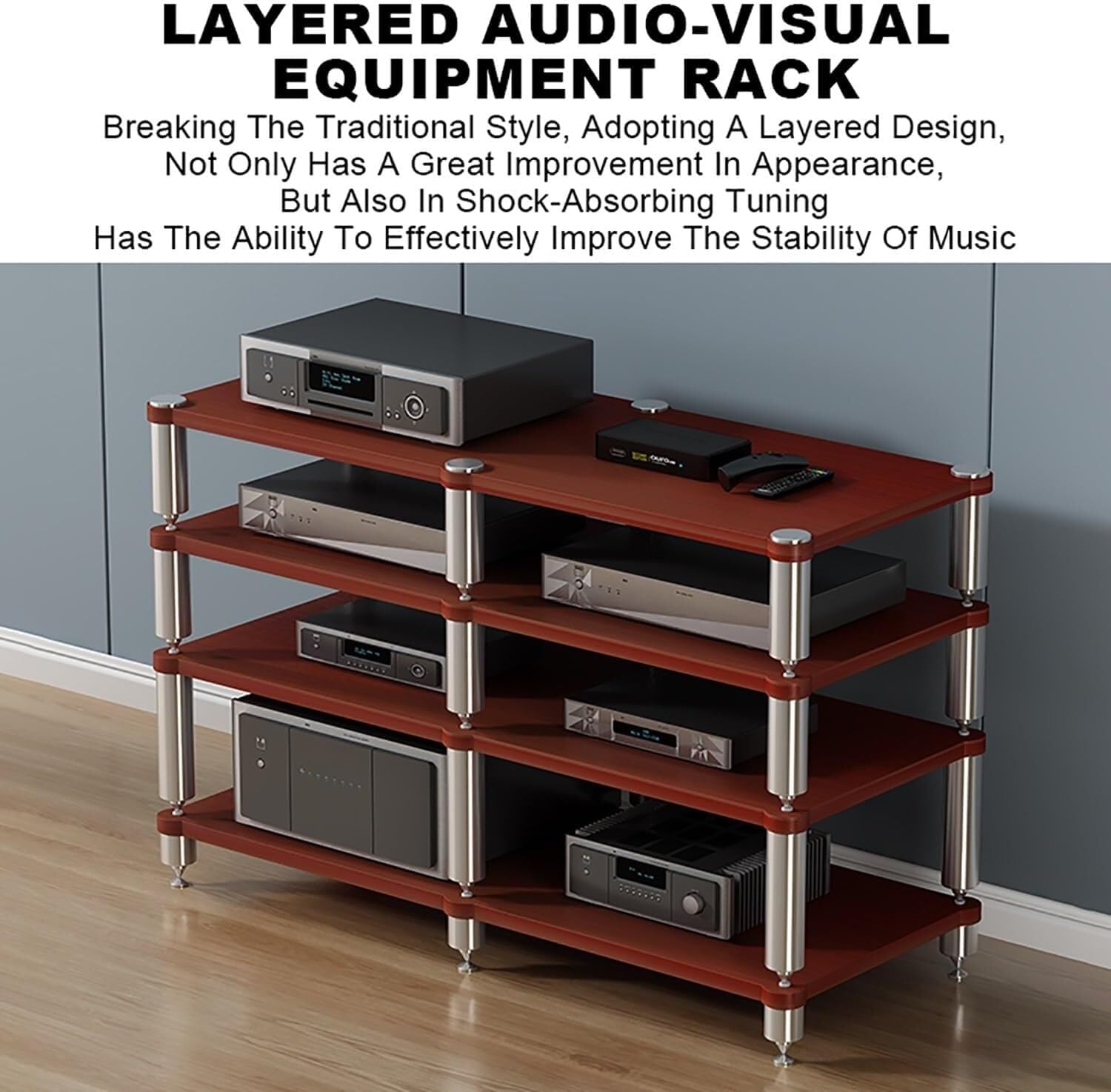AV Shelf - Media Storage Tower for Projector, DVD Player, Game Console - Portable Gaming Rack & Stand for Cable Box - Home Entertainment Organizer - Modern White Design