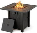 HOTEAGLE 30' Propane Fire Pit with Premium Ceramic Tabletop, 50000 BTU Powerful Gas Firepit Table - Includes Lid and Lava Rocks, Ideal Outdoor Fire Pit for Dining, Party in Patio, Garden, Yard