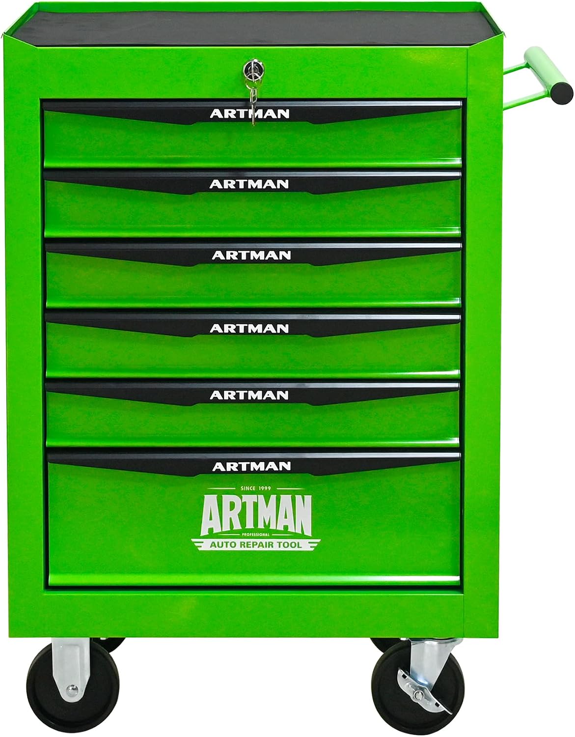 6 Drawers Rolling Tool Box on Wheels, Multifunctional Tool Chest Cabinet with Lock, Drawers Rolling Tool Cart Trolley Organizer Tool Storage Case for Warehouse,Garage,Workshop (Green)