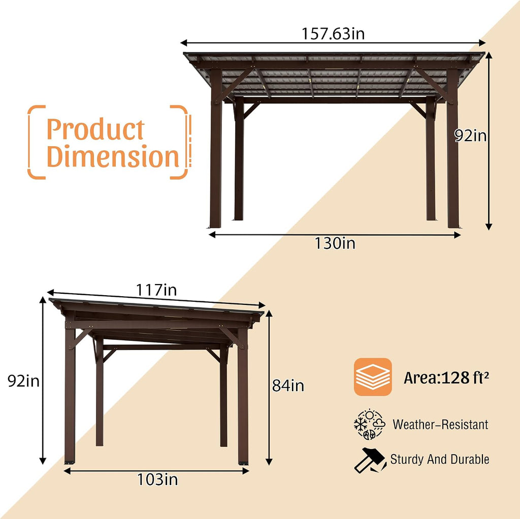 Sturdy Wooden Garden Gazebo with Metal Roof - All-Weather Outdoor Patio Shade Structure for Backyard, Garden, Deck & Poolside