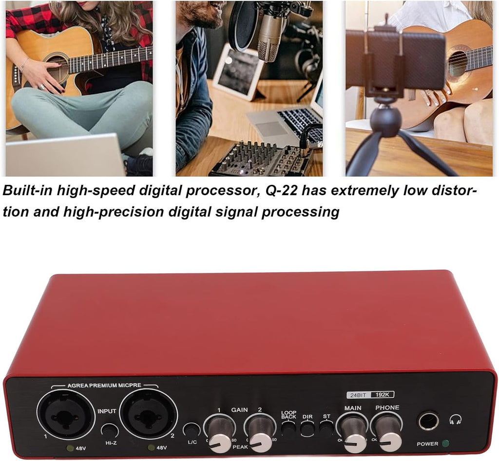 Live Sound Card USB Portable Voice Changer Sound Mixer Board Audio Interface DJ Mixer Sound Audio Mixer Board Podcast Equipment Guitar Voice Changer for Streaming Podcasting Gaming
