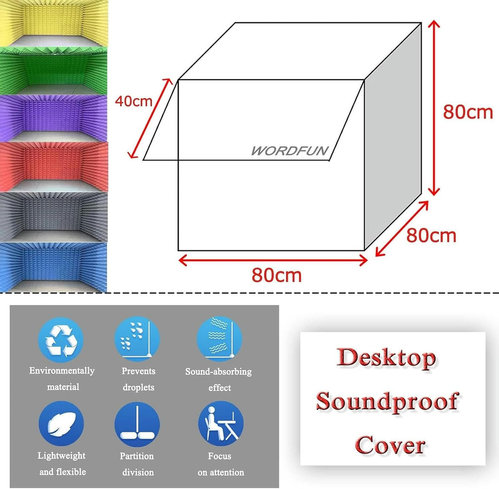 Sound Isolation Room For Home Studio, Portable Sound Recording Vocal Booth Box, Studio Equipment, Vocal Absorbing Shield, Microphone Shield For Podcasts Singing Gaming And Broadcasting (Red 80*8