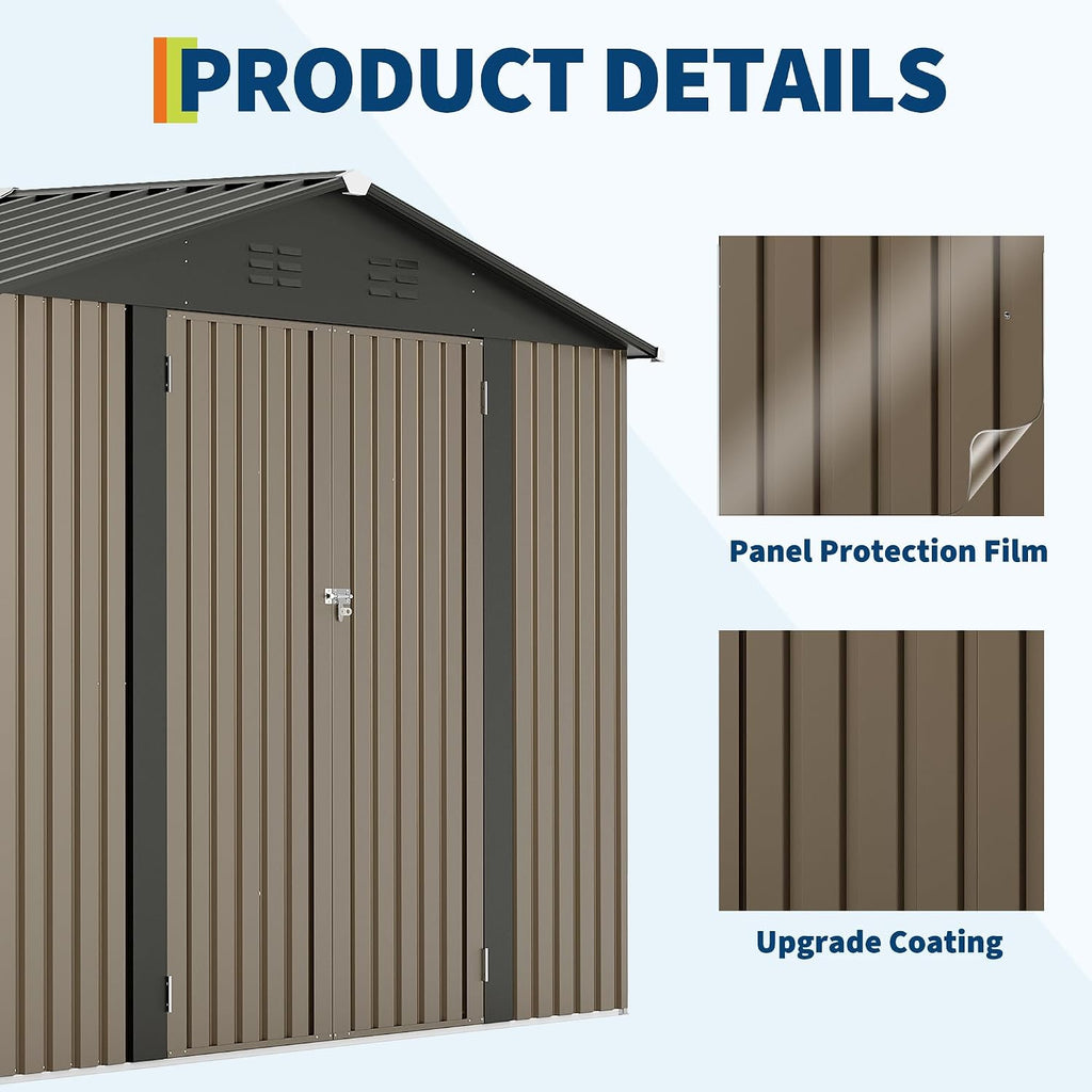 Garvee 10 X 10 FT Outdoor Storage Shed,Metal Garden Sheds&Outdoor Storage Clearance, Large Outdoor Storage Shed for Tools, Lawn Equipment, Garden Supplies - All Weather Lockable Metal Shed