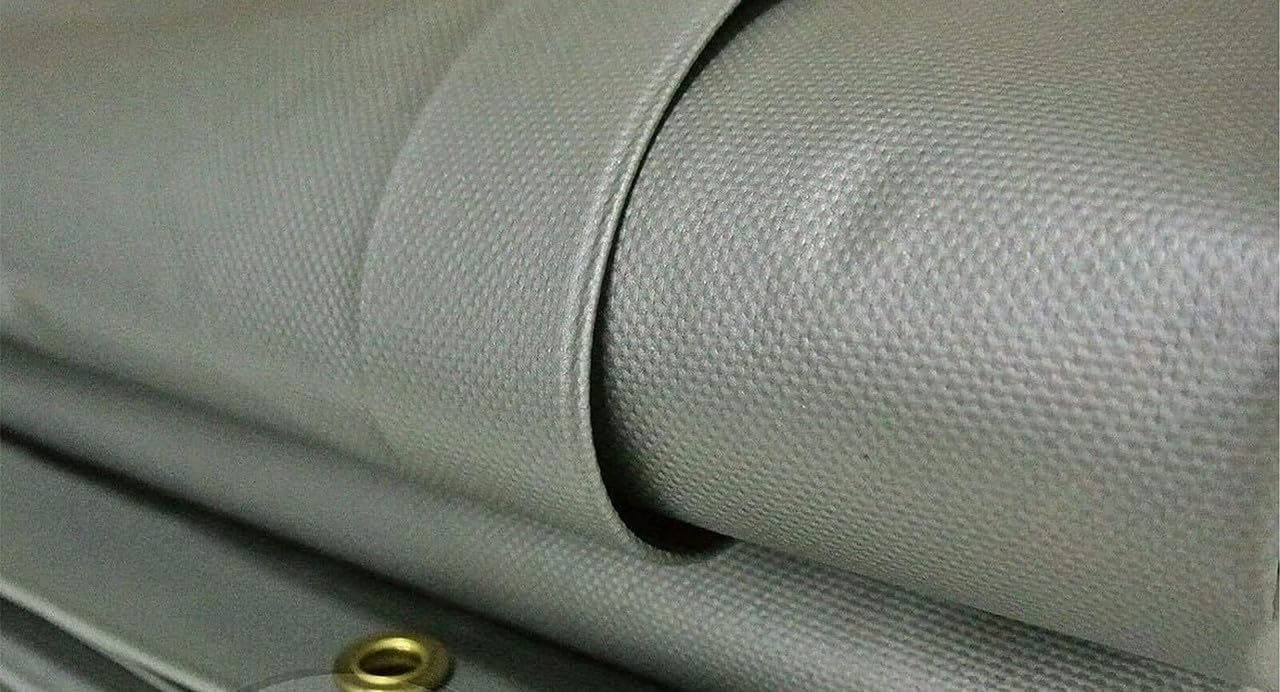 Silver PVC Vinyl Tarp - 20 Oz, 24 Mil Thick, UV & Flame Resistant with Reinforced Edges - Ideal for Outdoor Covering & Protection 7x9