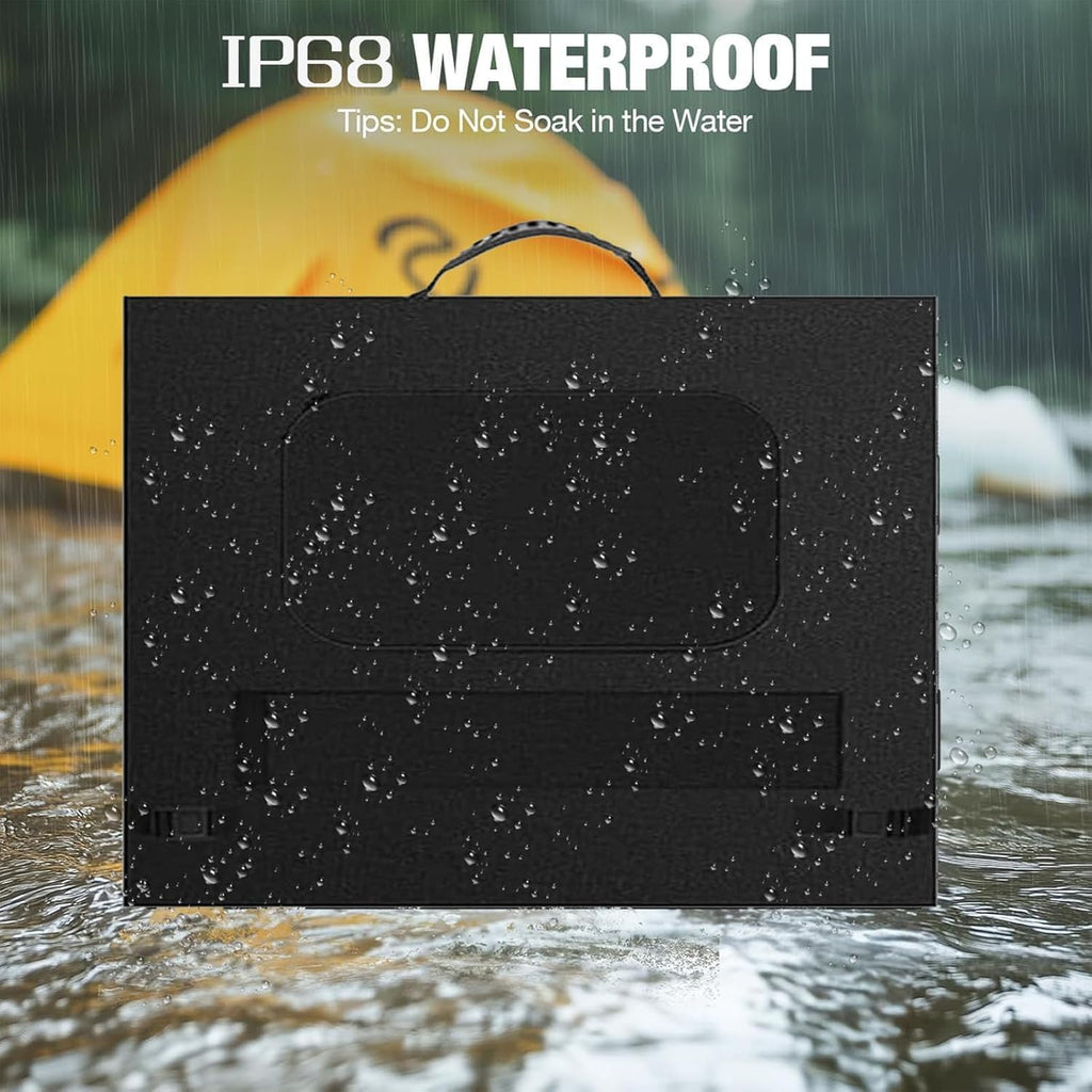 1000W Portable Solar Panel, 72V Foldable Solar Panel 25.8% High Efficiency IP68 Waterproof with 10ft 4-in-1 Cable and 10×DC Adapter for Power Station Camping RV