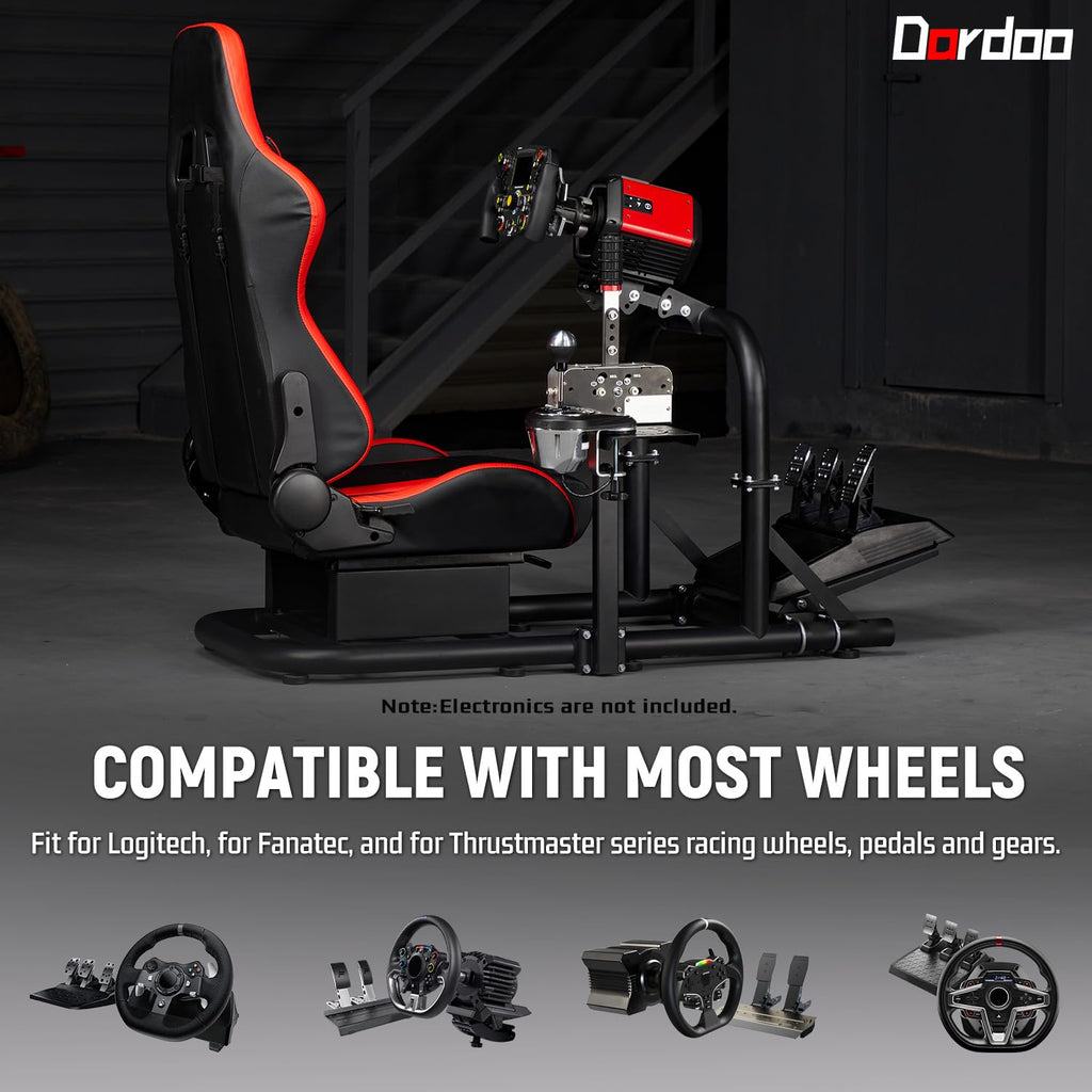 Dardoo G29 Racing Simulator Cockpit with Seat Compatible with Logitech/Thrustmaster/Fanatec G920 G923,Playstation PC platforms,Gaming Wheel Stand,Not Included Wheel,Pedal and Handbrake