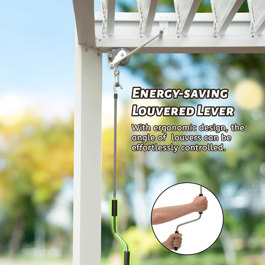 Domi Louvered Pergola 10X13FT with Adjustable Louvered Roof and Drainage Gutter, Outdoor Aluminum Pergola Gazebo for Patio, Backyard, Deck, White