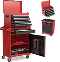 Tool Chest, 5-Drawer Rolling Tool Storage Cabinet with Detachable Top Tool Box, Liner, Universal Lockable Wheels, Adjustable Shelf, Locking Mechanism, Metal Tool Cart for Garage Workshop(red)