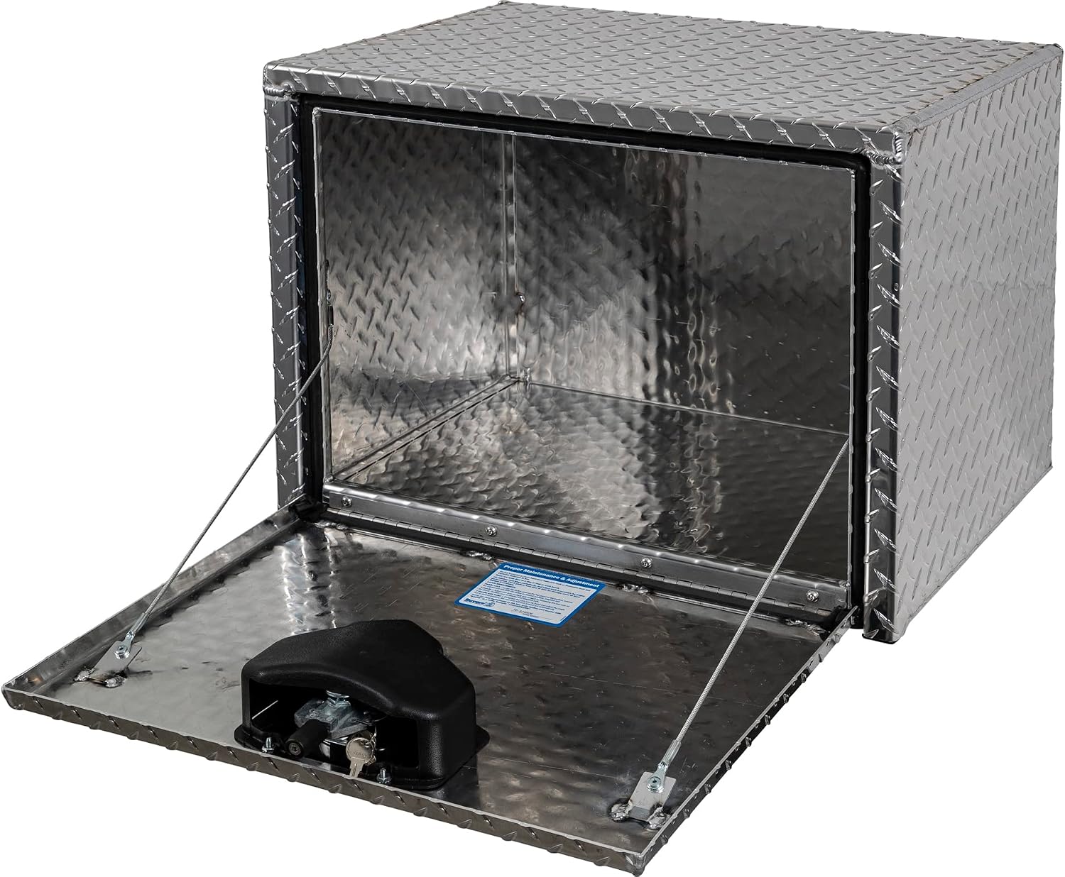 Buyers Products 1705100 Diamond Tread Aluminum Underbody Truck Tool Box, 18 x 18 x 24, Made in USA, .100 in. Thick, Corrosion Resistant, Locking Compression Latch, Secure Storage for Work Trucks