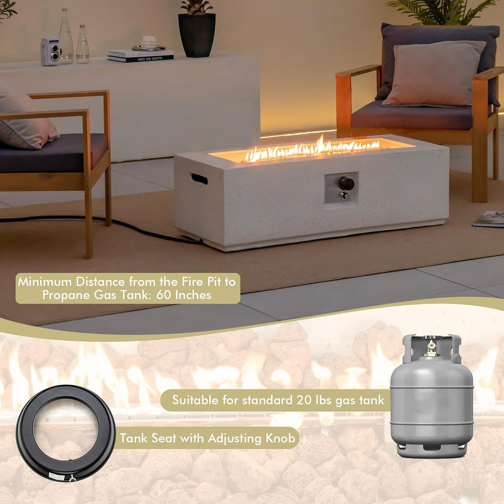 Giantex Propane Fire Pit Table, 50,000 BTU Terrazzo Gas Fire Table w/Simple Ignition System & Stainless Steel Burner, Protective PVC Cover, CSA Certified, 42' Outdoor Firepit for Patio, Yard, Garden