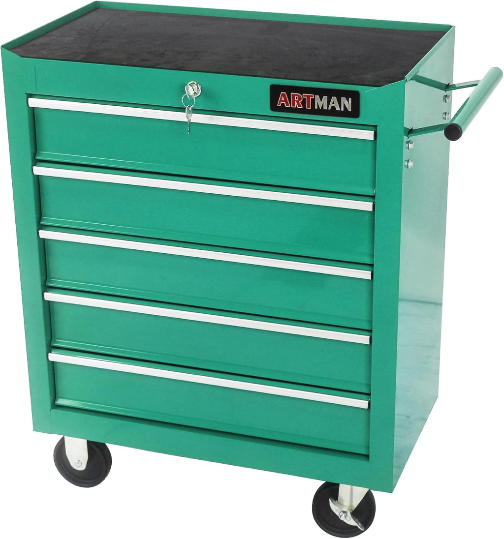 5 Drawers Rolling Tool Chest Cart ,24.2*12.9*29.9'Tool Storage Cabinet With 4 Wheels.Portable Tool Cabinet Trolley With Locking System and Drawer Liners.Tool Storage Cart for Garage,Workshop
