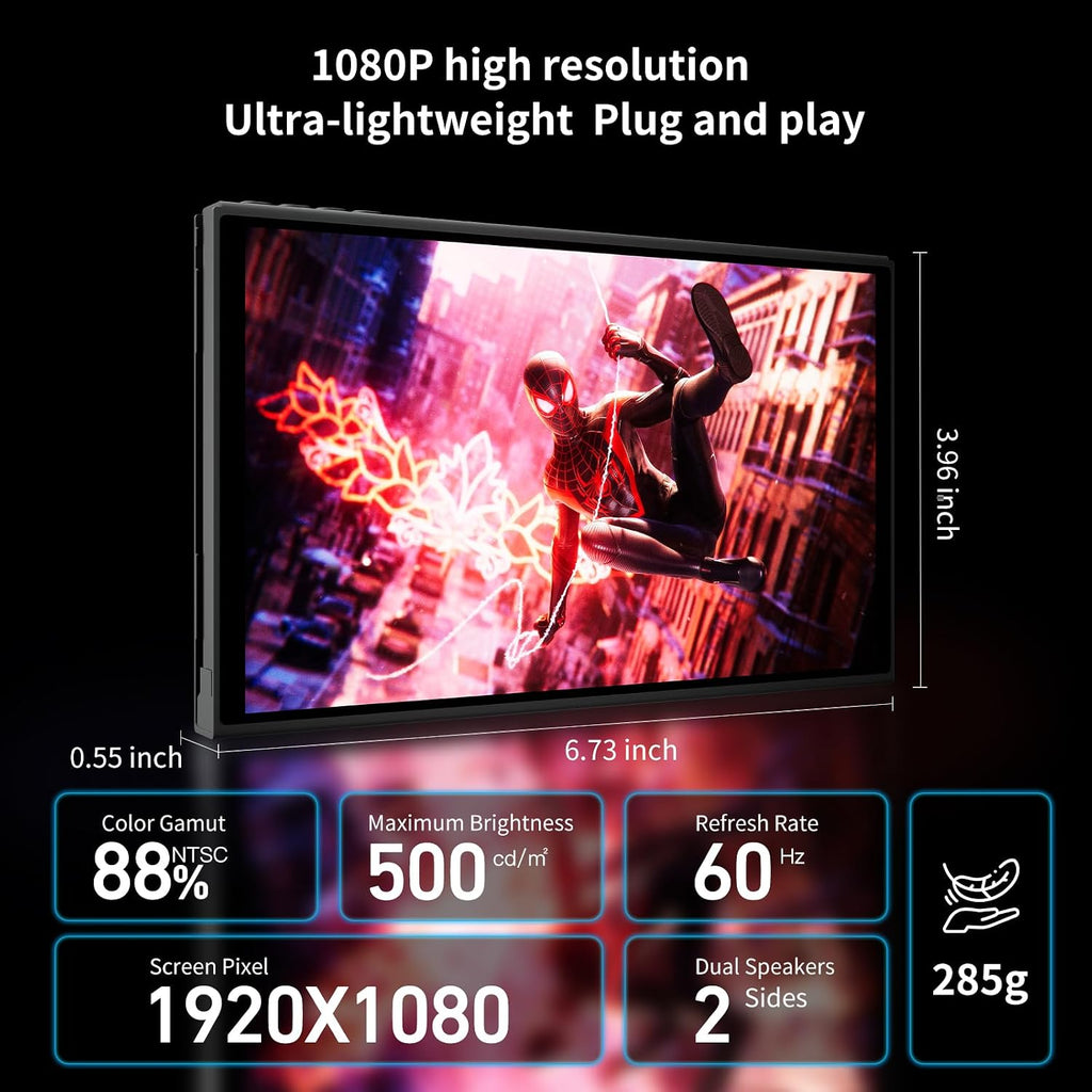 7 inch 60Hz Streaming Gaming Handheld, 0 Latency 100ft Wireless Game Console Monitor Touchscreen with Controller for PC,Xbox,PS5/4,Switch(V3 SE)