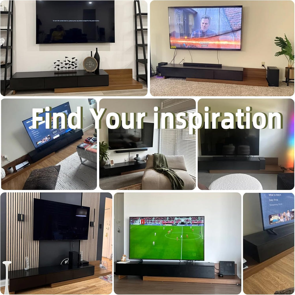 Telescoping TV Cabinet 70.9 to 110.2 Inch Entertainment Center Fits 85 Inch TV with 3 Drawer Media Cabinet Farmhouse Living Room Bedroom Organizer