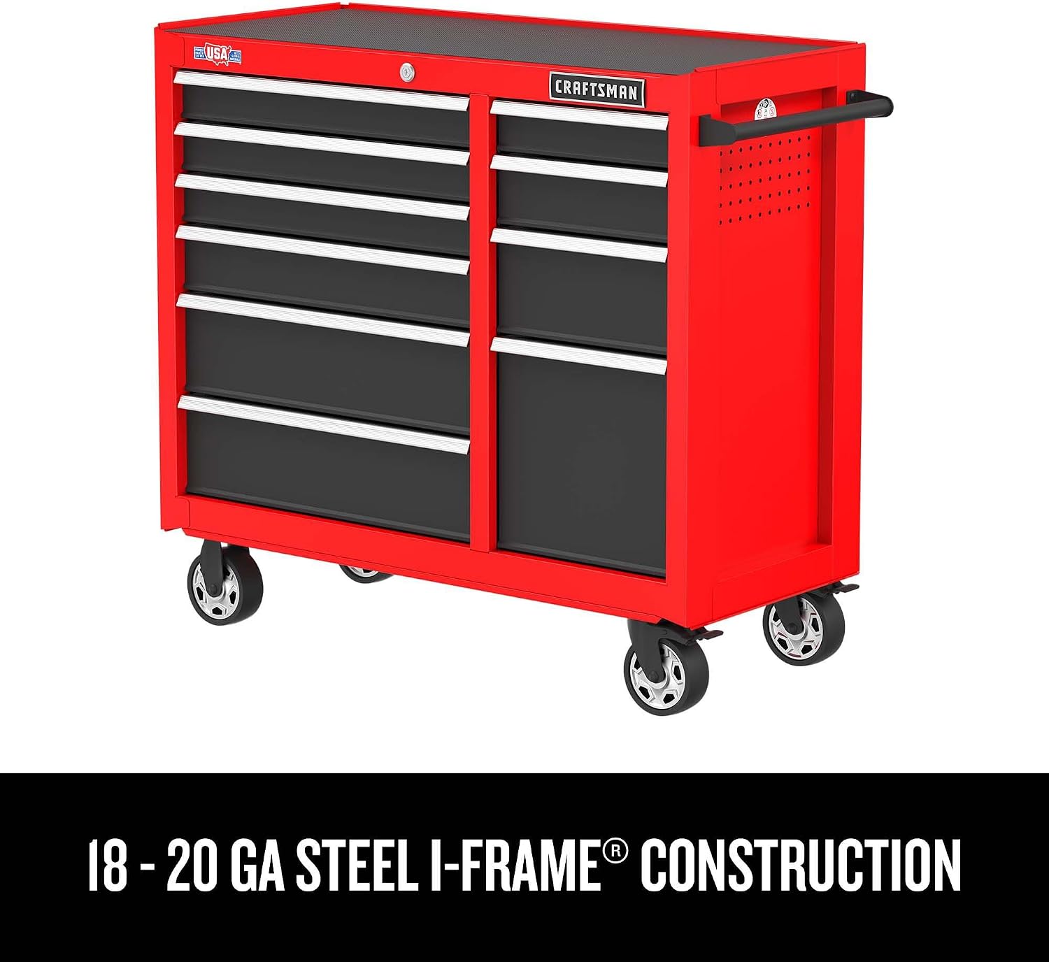 CRAFTSMAN 41' Rolling Tool Chest, 10-Drawer Steel Tool Cabinet with Drawer Trays and Paper Towel Holder (CMST341102RB)