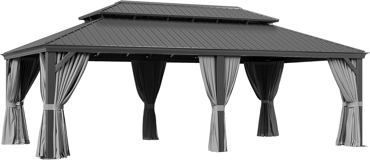 24 Ft. W X 14 Ft. D Metal Patio Deluxe Gazebo