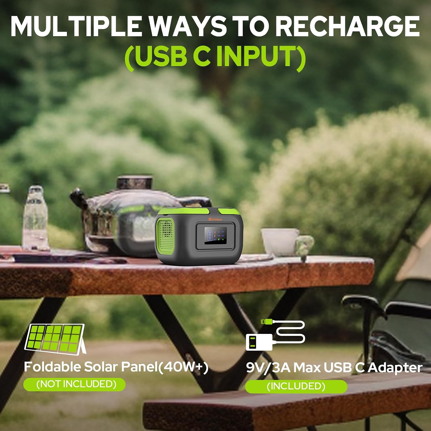 Portable Power Station with Foldable 40W Solar Panel, 300W Solar Powered Generator with Panels,110V AC Outlet Camping Solar Power Bank Generators Battery Pack for Laptop Home RV Outdoor Power Outage