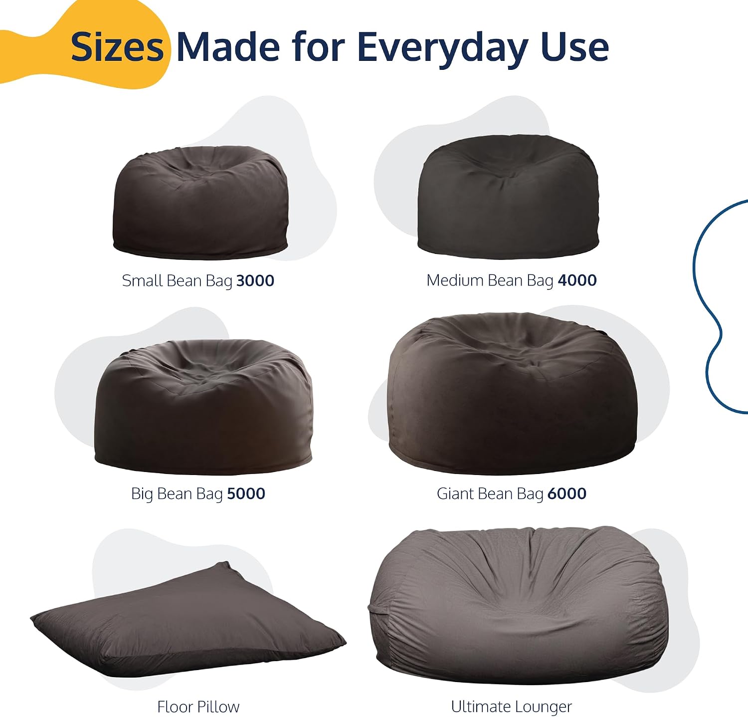 ULTIMATE SACK 5000 5-Foot Bean Bag Chair with Footstool, Cloud Suede Cover – Oversized Foam Lounger, Floor Seat, Small Sofa, or Couch Bed for Living Area, Gaming Room, or Reading Lounge