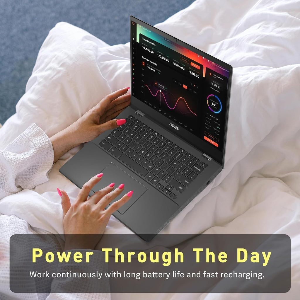 ASUS Chromebook Touchsceen Laptop - 14 inch FHD Display - Intel Core 3-N355 Beat i3-1215U - 8GB RAM| 256GB Storage +128GB SSD - Goole AI Laptop - School Students - Kids 8-12