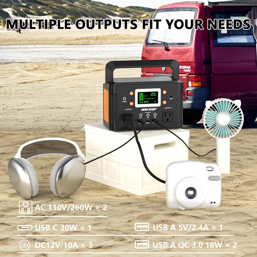 HOWEASY 260W Portable Power Station.178Wh Solar Generator with 2 110V/260W AC Power Socket Backup Power Supply, Suitable for CPAP, Outdoor Camping Travel Home Emergency