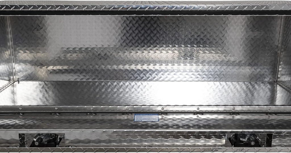Buyers Products 1705125 Diamond Tread Aluminum Topsider Truck Box with Lockable T-Handle Latch, 18 x 24 x 60 Inch, Truck Storage and Organizer, Made in the USA, Silver
