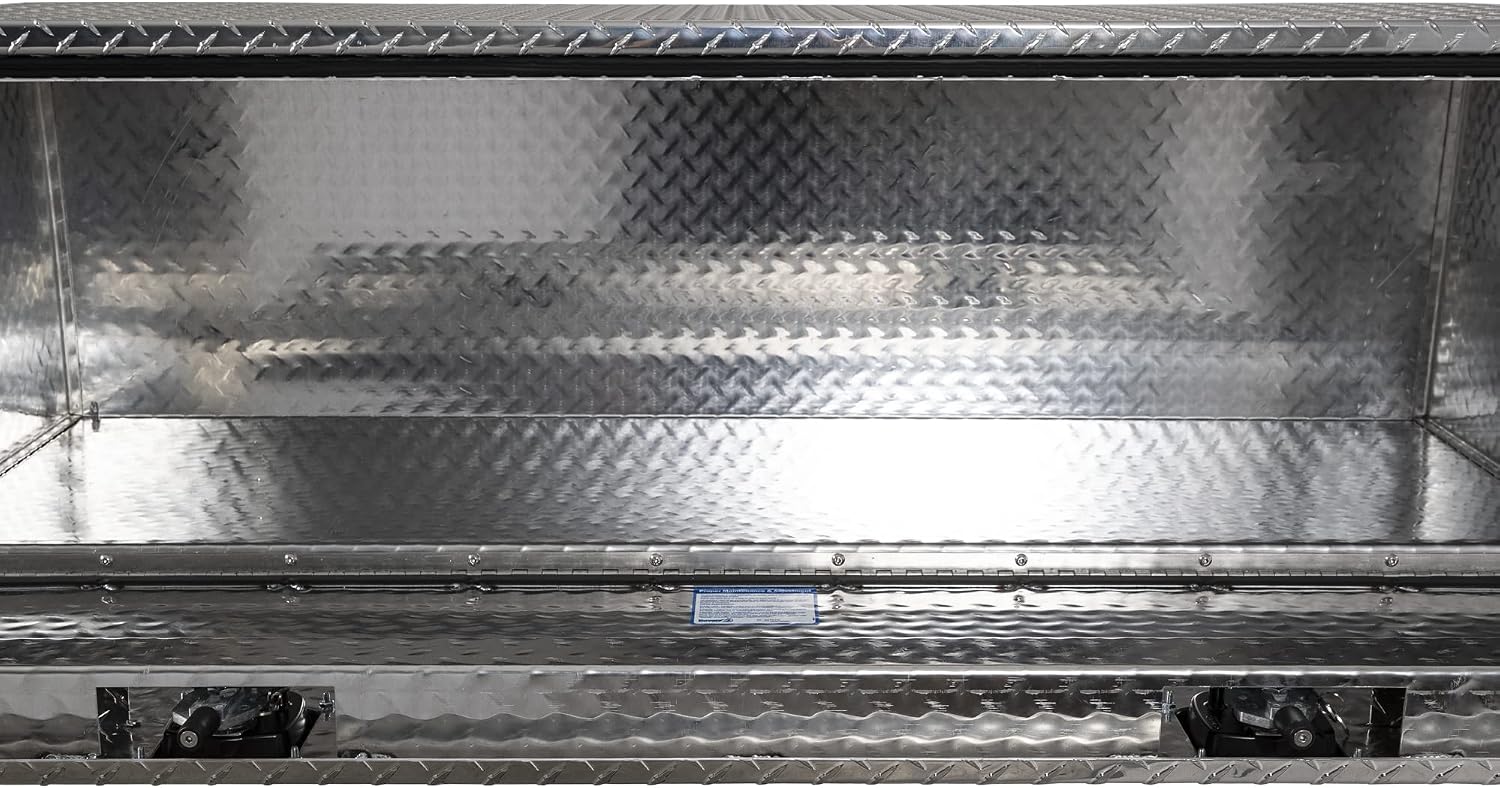 Buyers Products 1705125 Diamond Tread Aluminum Topsider Truck Box with Lockable T-Handle Latch, 18 x 24 x 60 Inch, Truck Storage and Organizer, Made in the USA, Silver