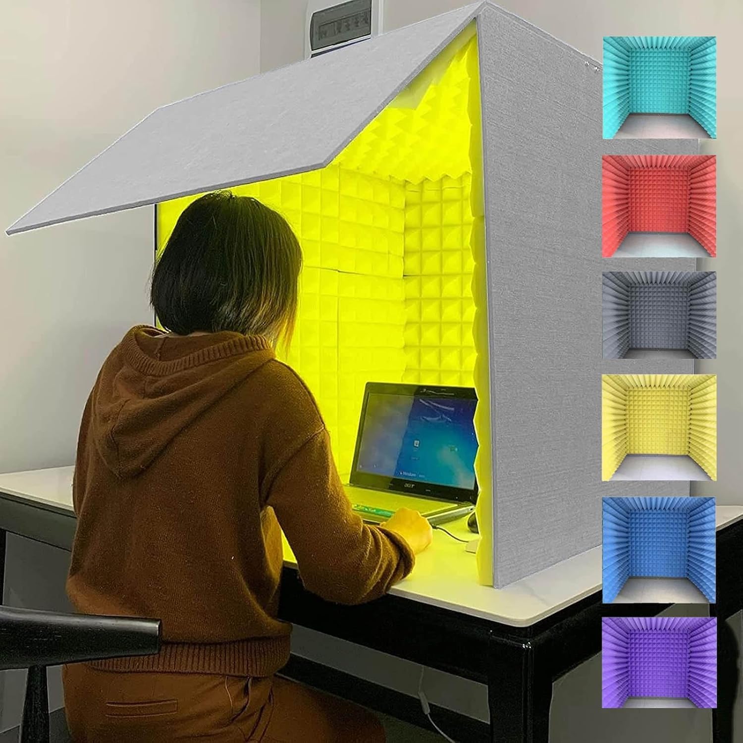 WORDFUN Sound Isolation Room for Home Studio, Microphone Foam Booth Cube, Portable Vocal Booth for Recording, Desktop Soundproof Cover, for Recording Podcasts Singing Gaming