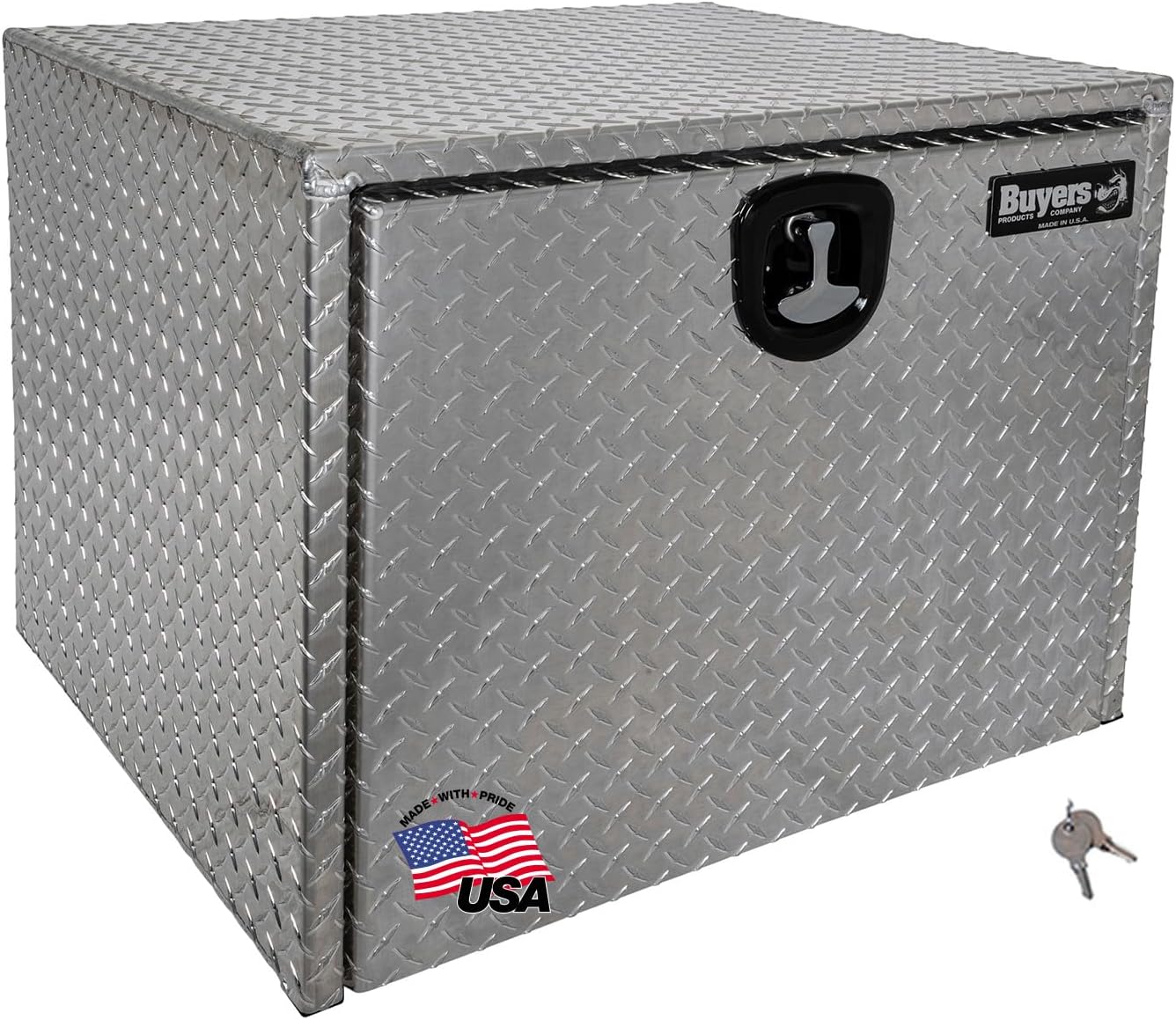 Buyers Products 1705133 Diamond Tread Aluminum Underbody Truck Tool Box, 24 x 24 x 30, Made in USA, .100 in. Thick, Corrosion-Resistant, Locking Compression Latch, Secure Storage for Work Trucks