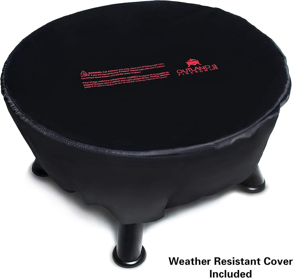 Outland Living Firebowl Smokeless Fire Pit, Round Outdoor Portable Propane Gas Fire Pit with UV and Weather Resistant Durable Cover, 24-Inch Diameter 58,000 BTU, Black, 883 Mega, For Outside Use